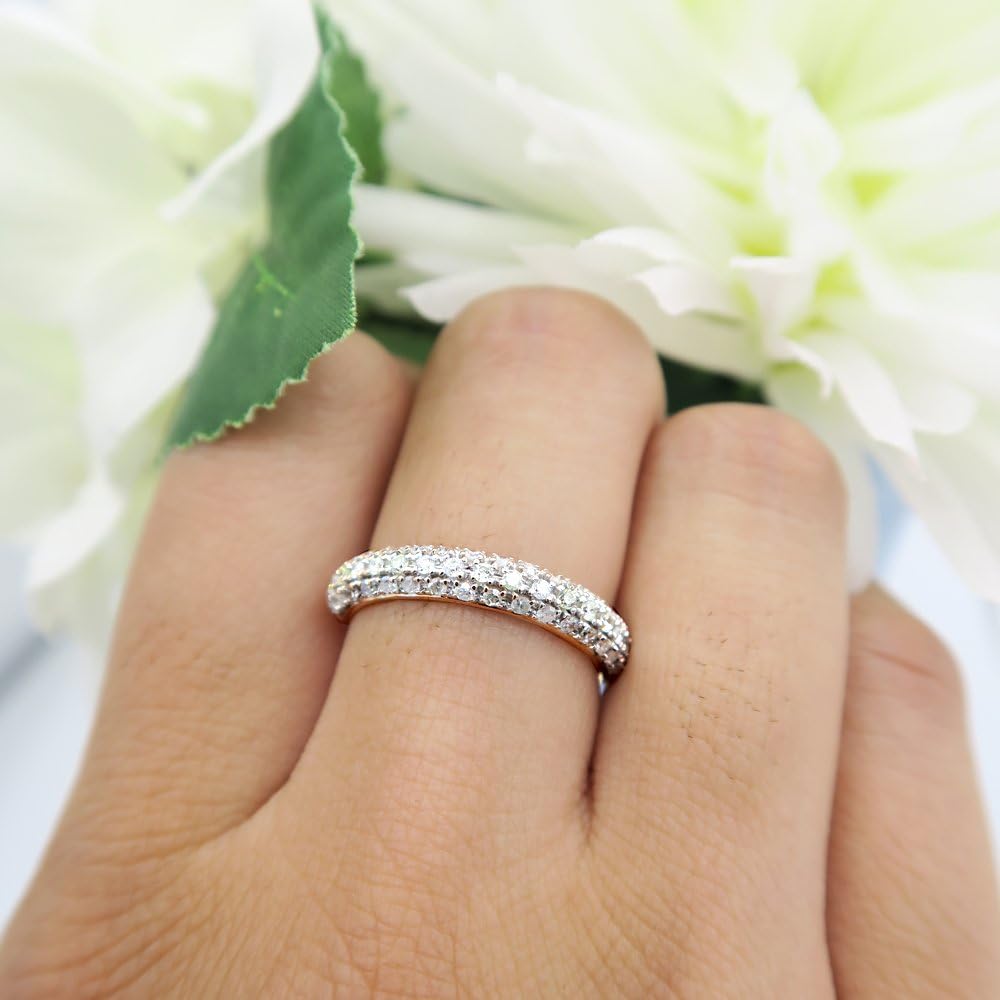 Dazzlingrock Collection 0.43 Ctw 14K Real Solid Gold Round White Natural Diamond Women Wedding Band Stackable Ring - Image 5