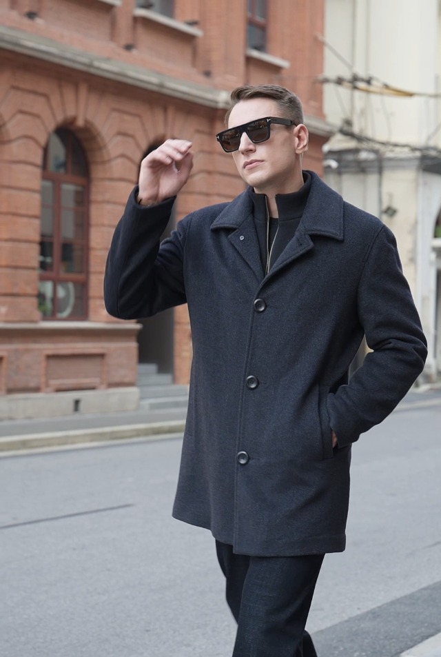MODERM Men Justin Cashmere Wool Blend Single Breasted Walking Car