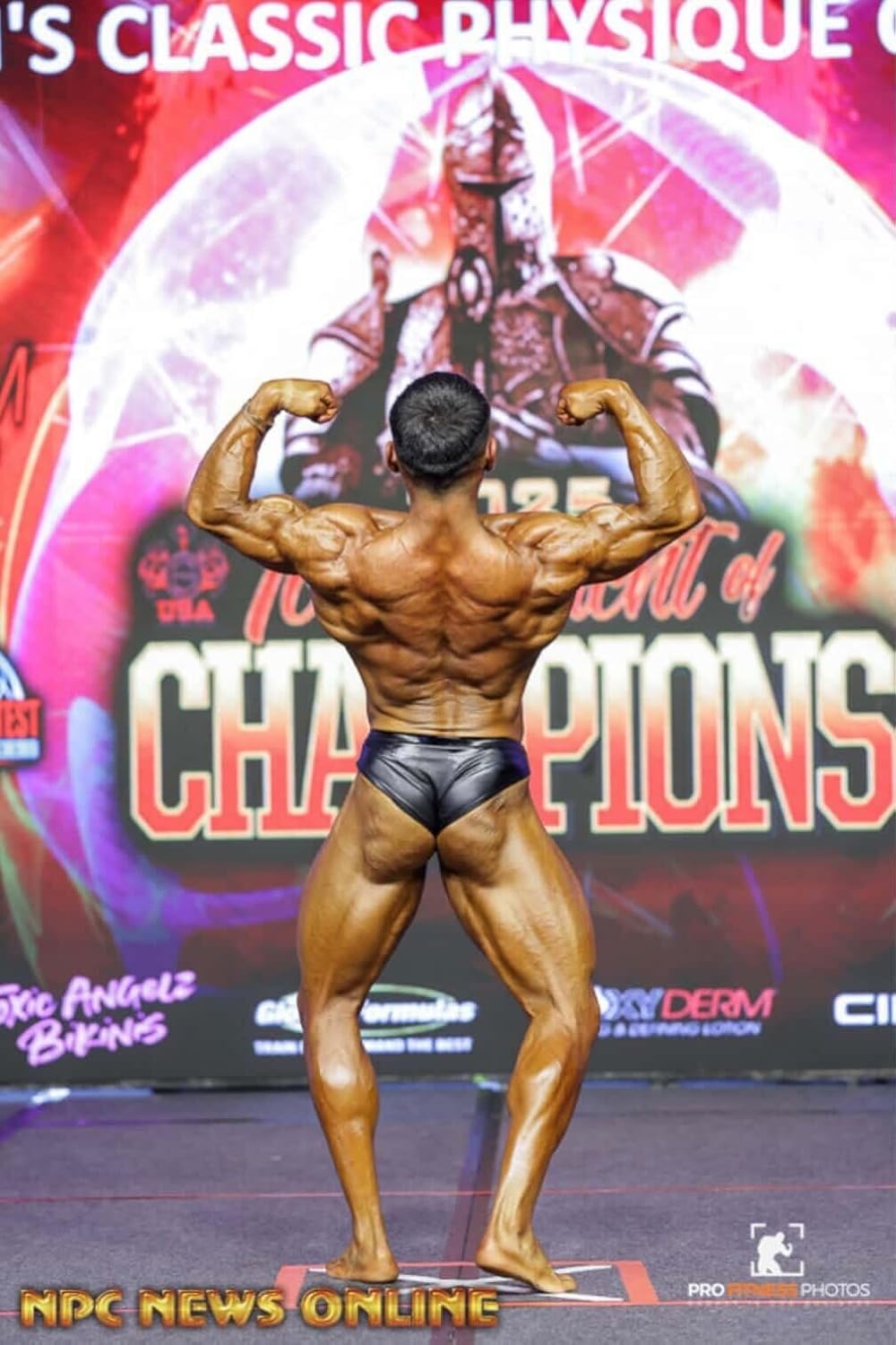 NPC & IFBB Approved Satin Spandex Classic Physique Trunks – Men’s Bodybuilding Posing Wear (L) Black