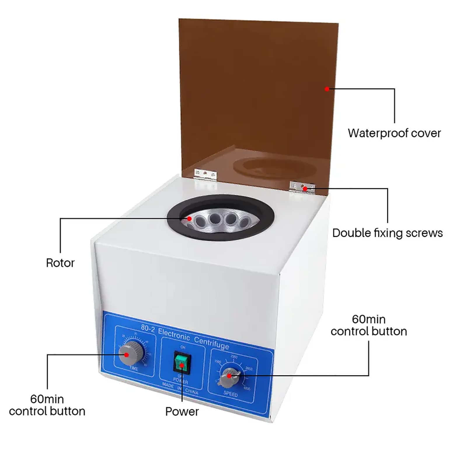 Centrifugeuse De Labo 4000tr/min - 6 Tubes 10ml - Timer 60min - Faible Bruit - Idéale PRP/PRF