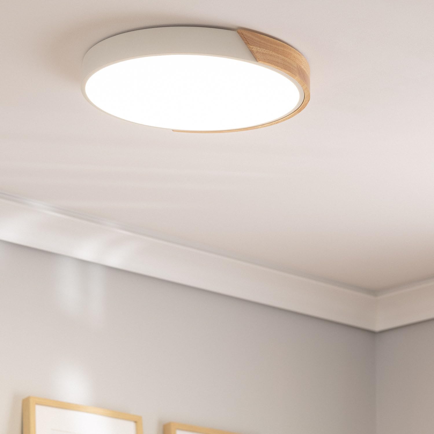 LEDKIA Plafón LED 24W Circular Madera y Aluminio Ø418 mm CCT Seleccionable | Ideal para Cocina, Comedor, Habitación