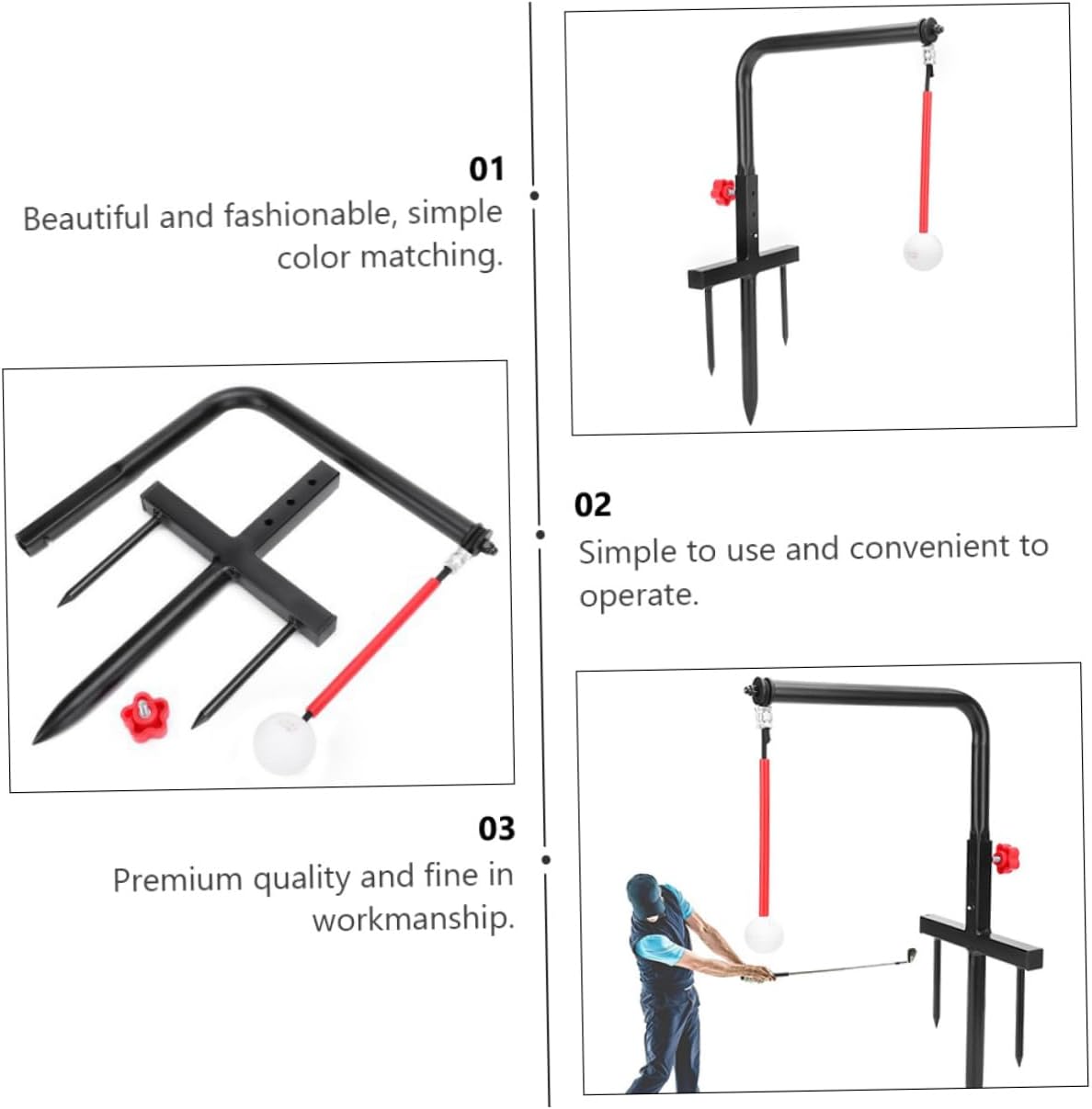 Mikikit 1Pc Golf Swing Trainer Tool Durable Iron Practice Aid for Outdoor Swing Training Visual Impact Positioning for Beginners and Enthusiasts