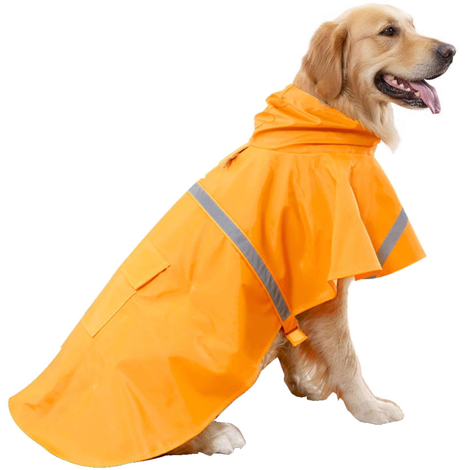 HAPEE Dog Raincoats with Reflective Strip Hoodie,Poncho Jacket for Large Dogs