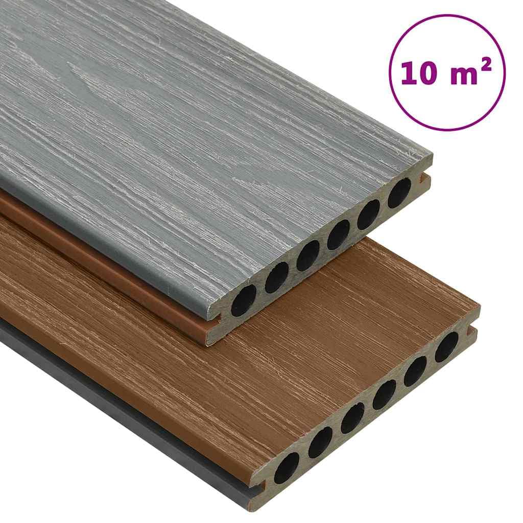 WPC Terrassendielen mit Zubehör Braun Grau 10 m² 2,2 m