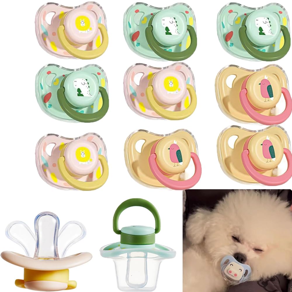UIRPK 3/6/9pc Pet Dog Silicone Pacifier,Dog Pacifier,Dog Pacifier Chew Toy,Puppy Pacifier For Small Dogs,Cat Pacifier For Kittens,Chew Toys For Small Dogs,Dog Pacifier For Small Dogs (9PCS,S)