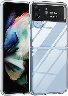 SHIEID Samsung Z Flip 4 Clear Case, Galaxy Z Flip4 Case [Slim Thin ] Hard Crystal Acryl + Soft TPU Bumper Shockproof Anti-Scratch Transparent, Clear