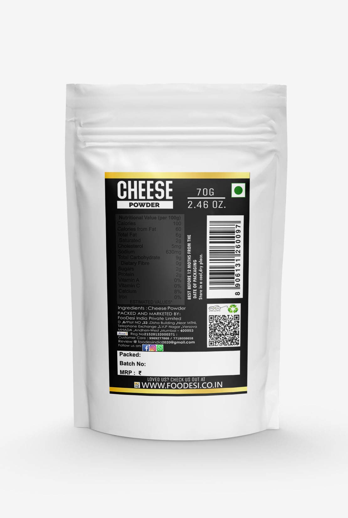 FOODESI Delicious Cheese White Powder 70 gm - Image 2 thumbnail