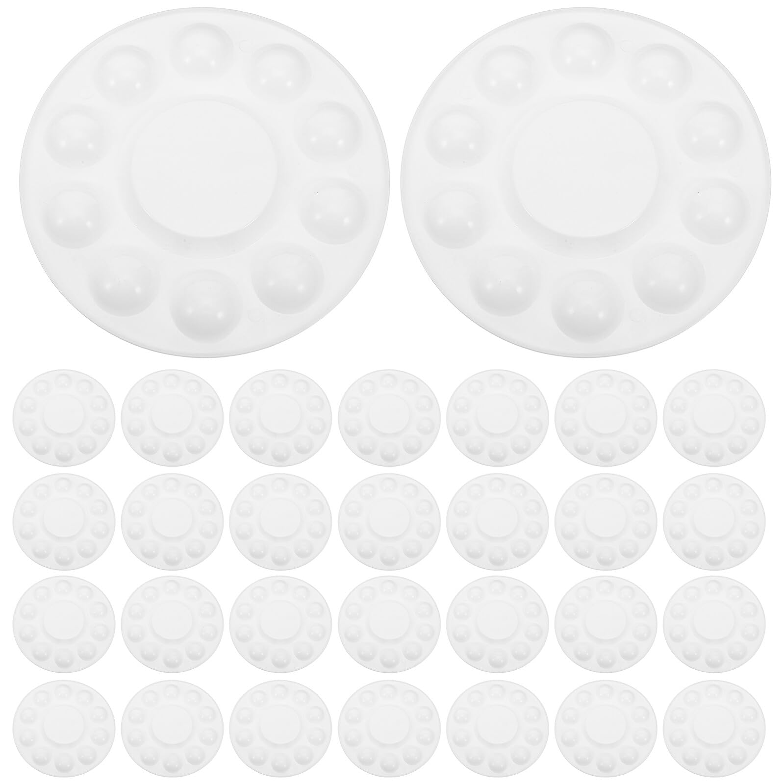 Palette Ronde en Plastique Blanc 50 Pièces pour Aquarelle et Peinture