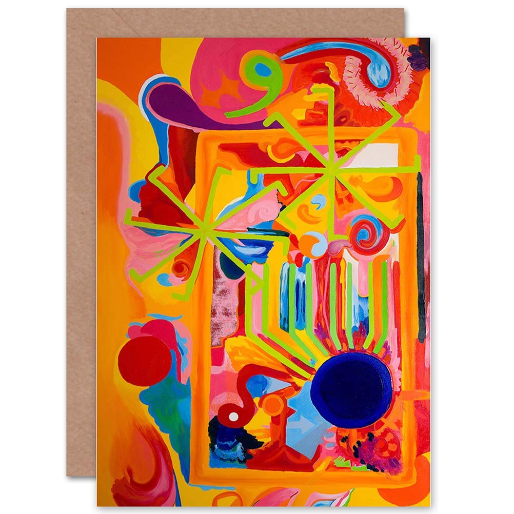 Wee Blue Coo GREETINGS CARD PAINTING ABSTRACT COLOURFUL FREE WILL MARENDO MULLER