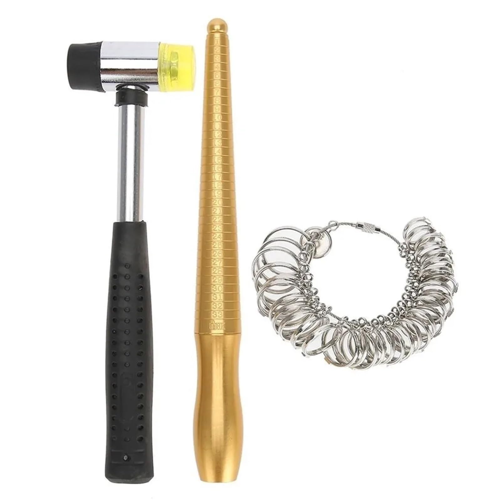 Ringexpander Metallring-Dorn-Größenmesser, Gummihammer, Finger-Messstab, Größenlehre, Werkzeug For Schmuckhersteller