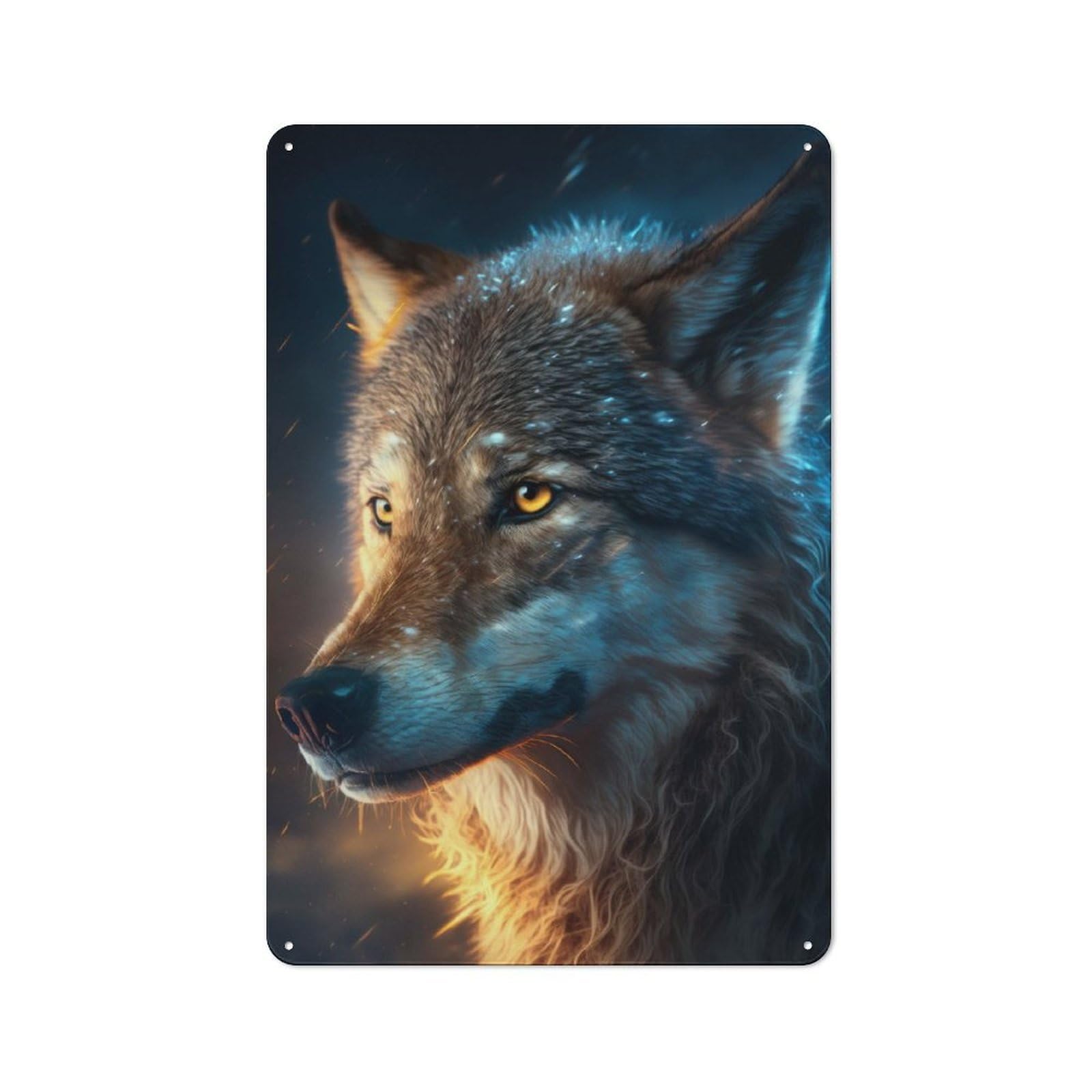 Junmoney Awesome Wolf Rustic Metal Plaque 30X20cm For Dining Room Or Kitchen, A Housewarming Gift For Dining Room Decor Fans