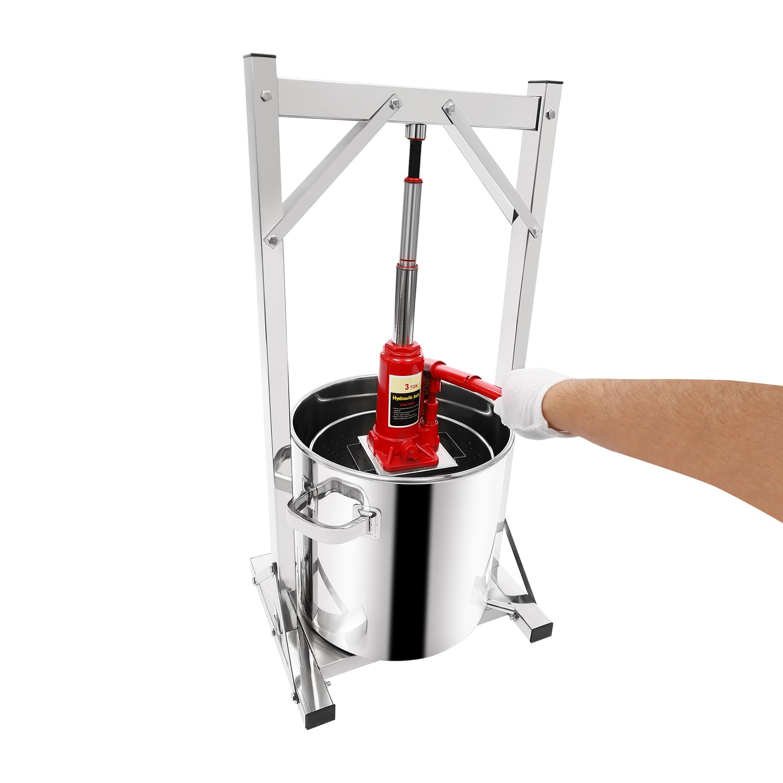 Manual Stainless Steel Cider Press Hydraulic Fruit Wine Press 6 Gallon Manual Juice Maker 100% Nature Juice Making Cider Wine Making Press Machine for Wine & Juice Making Supplies