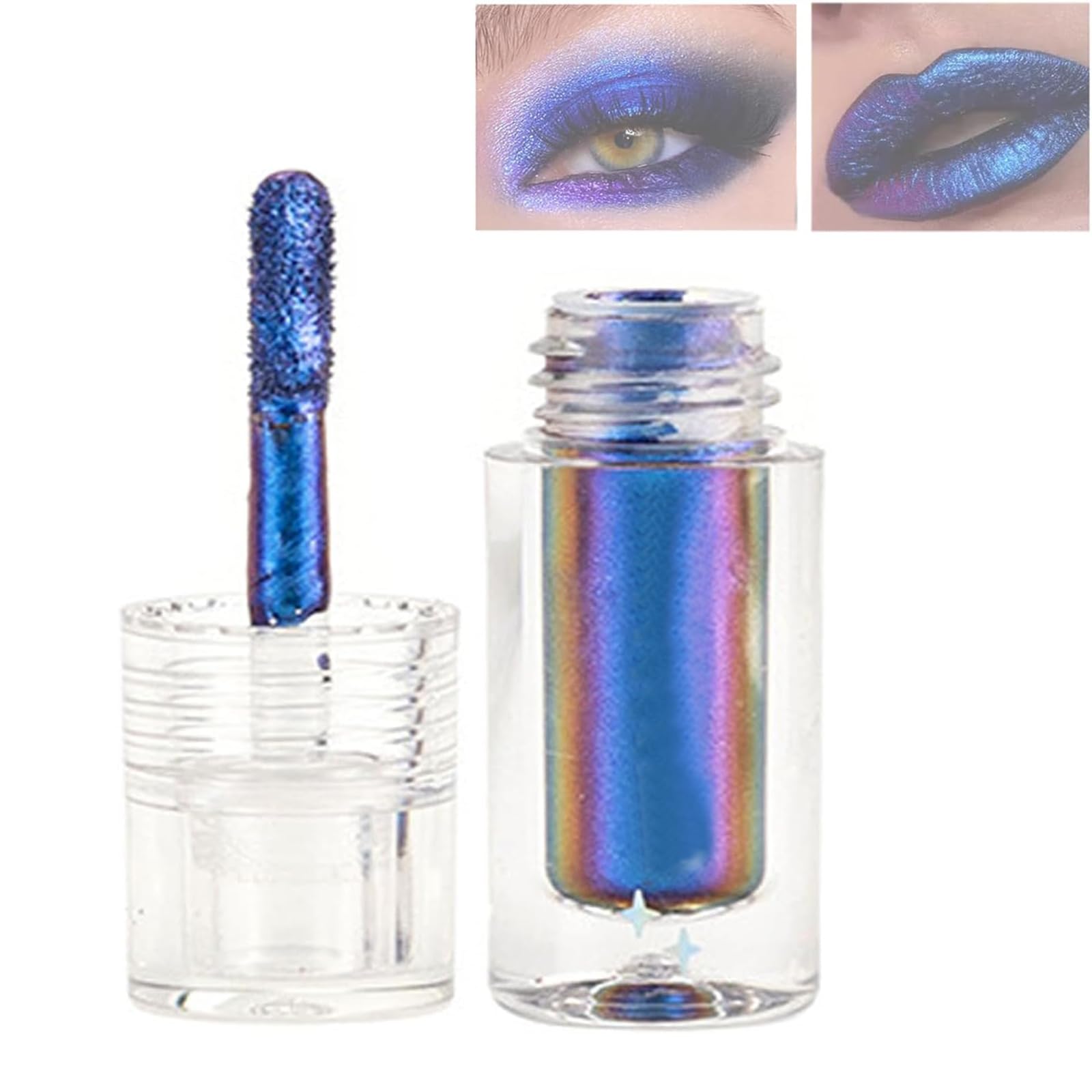 Pemarlis Sombra de Ojos Líquida Brillante,Brillo Sombra de Ojos Líquida Brillo Metálico, Larga Duración Impermeable Resplandor Altamente Pigmentado,Opción Ideal Para el Brillar Maquillaje (azul)