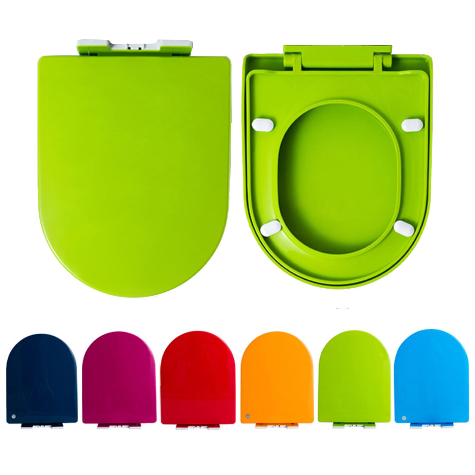 Giural D Shape Toilet Seat, Soft Close Loo Seat with Easy Top Fix, One Button Quick Release for Cleaning, Colored Thicken Toilet Seat Soft Close,Green,360 * 445mm [Energy Class A]