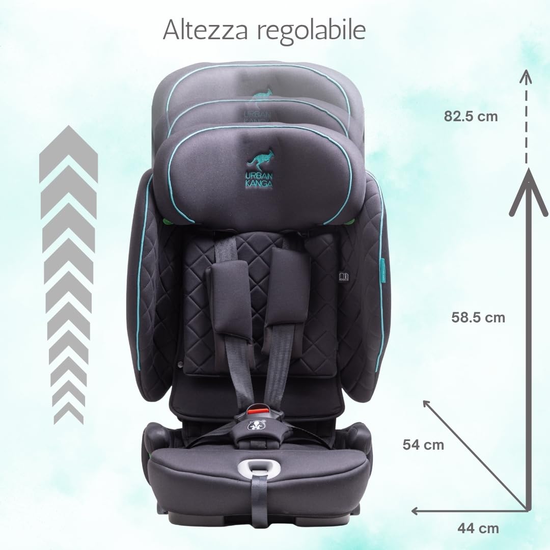 Urban Kanga Wallaroo Grow Seggiolino Auto Pieghevole ISOFIX 76-150 cm | i-Size R129, Top Tether e imbracatura integrata a 5 punti
