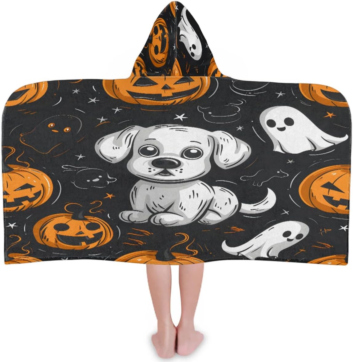 Pardick Kids Bath Towel Puppy Pumpkin Beach Towel with Hood Pool Cover Up for Girls Boys Soft Absorbent Hooded Bath Towel Toddler Towels for Beach, Pool