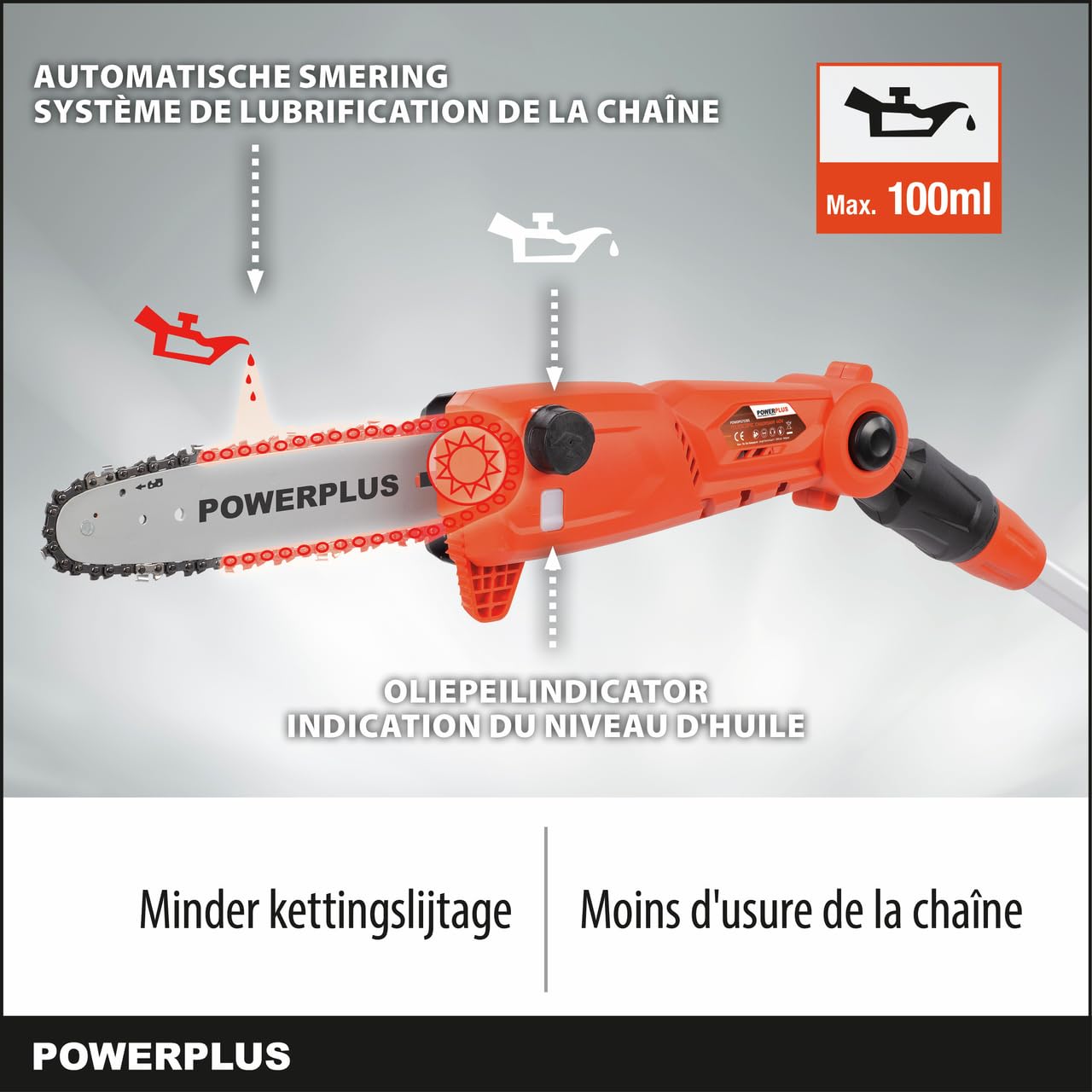 Cortaramas batería 40 V telescópica 175-240 cm hoja 250 cabeza regulable Dual Power