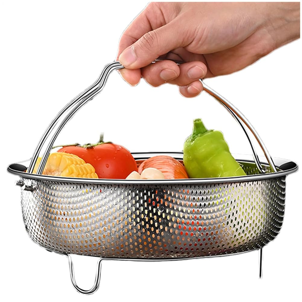 Xnuiasqe Stainless Steel Steamer Basket with Handle for Instant Cooker, Multifunctional Pressure Cooker Accessories