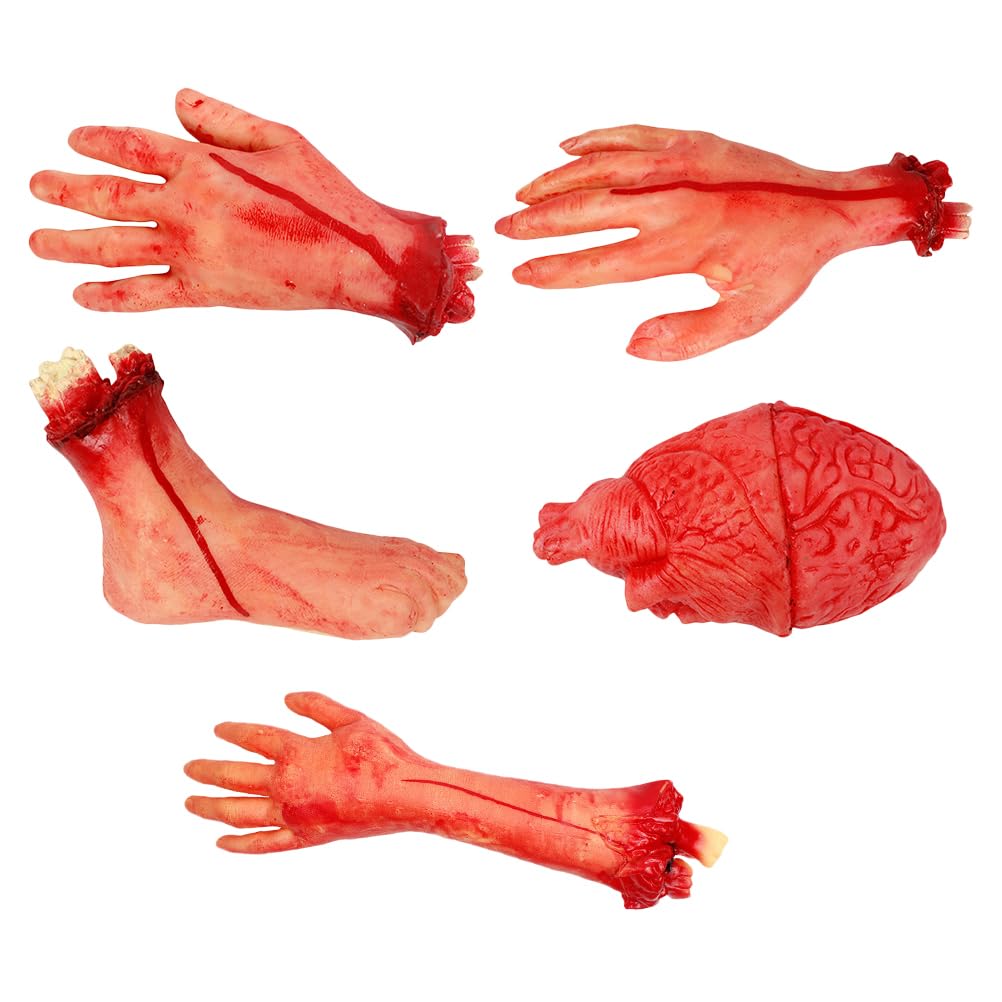 GANAZONO 5Pcs Decorazione di Halloween del Corpo Mozzata Parti del Corpo Sanguinante Morto Halloween Oggetti di Scena Difficili Parti Umane Prop Trucco