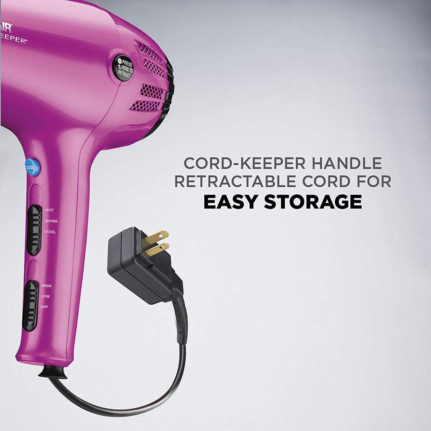 Conair Hair Dryer with Diffuser and Concentrator, 1875W, Pink view 2
