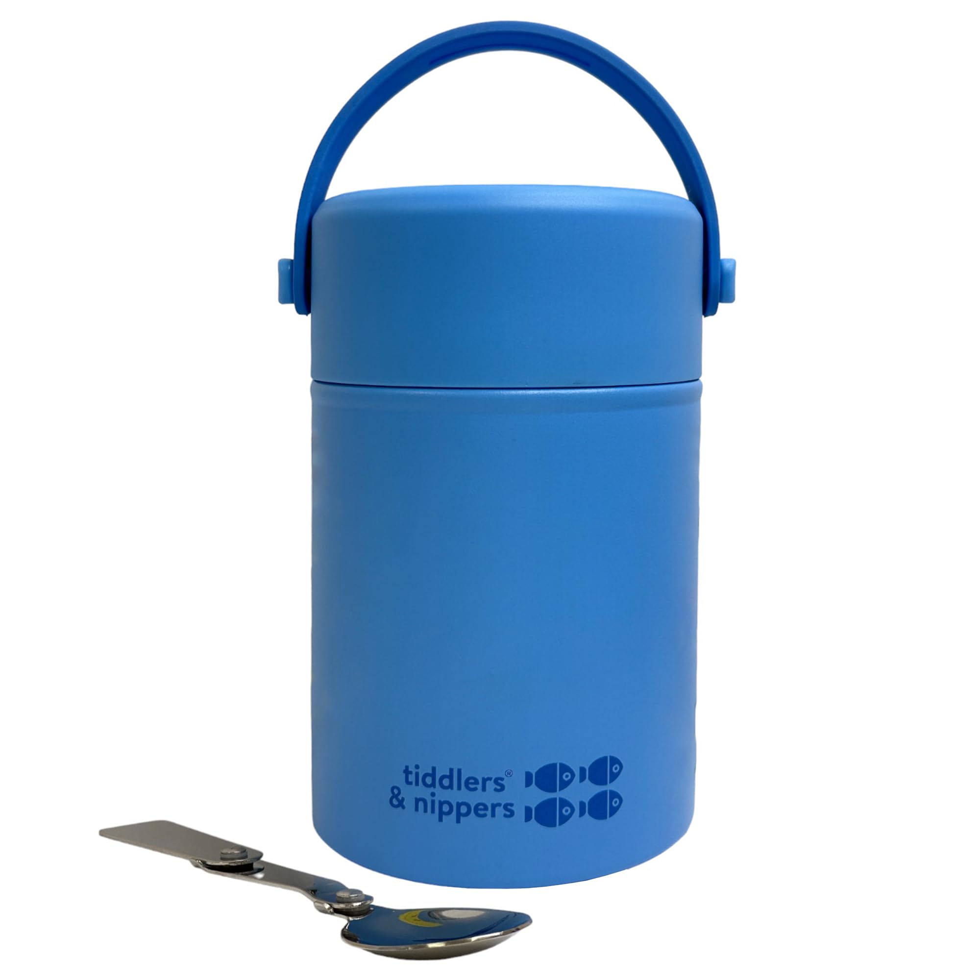 Tiddlers & Nippers Plain Blue Stainless Steel Vacuum Insulated Double Wall Kids Reusable Food Flask 500Ml Capacity | Keeps Cool For 20Hrs & Warm For 10Hrs+ (Plain Blue)