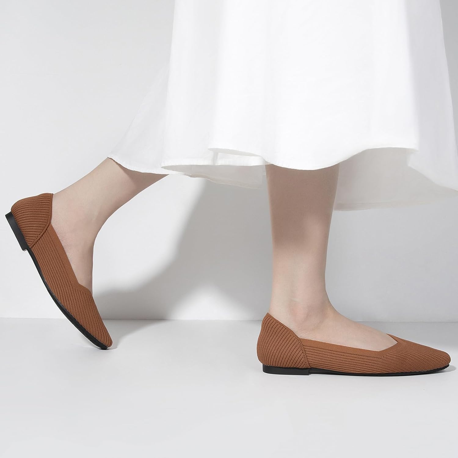 Women's Knit Flats with Memory Foam Slip on Pointed Toe Work Shoes | Ballet Flat,Versatile,Soft,Foldable,Comfortable,Breathable,Lightweight,Non slip,Office,Travel,Dress,Party,All-day Wear
