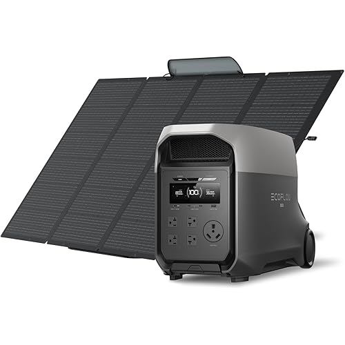 EF ECOFLOW DELTA 3 Ultra Portable Power Station with 400W Solar Panel, 3072Wh LiFePO4 Battery, 3600W (Surge 7200W) Output, Solar Generator for Home Use, Camping Accessories, Emergencies & RV Backup