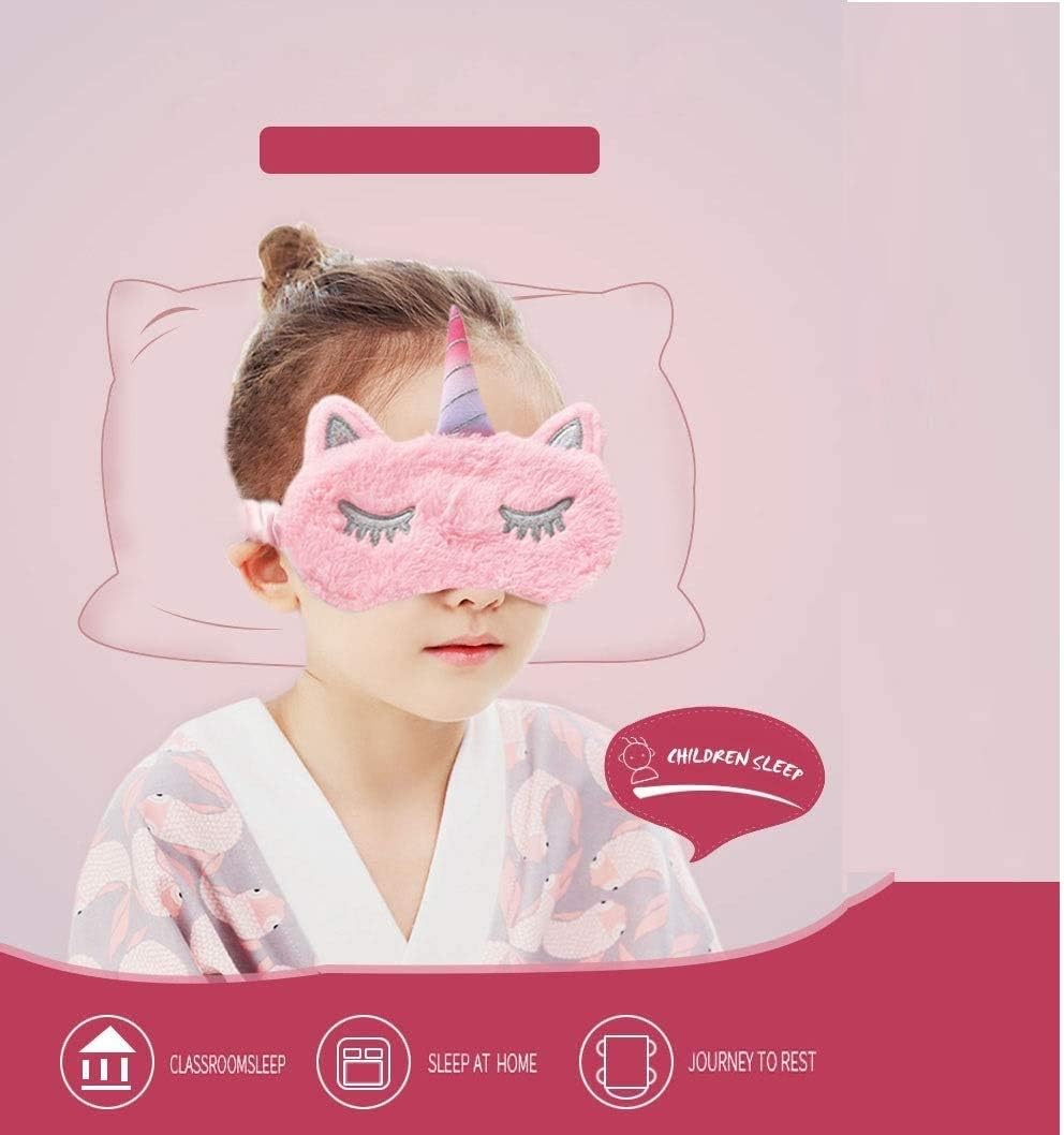 Quadow Unicorn Sleeping Mask, 2 Pack Girls Soft Plush Blindfold Mask, Cute Unicorn Kids Sleep, Multicolor, 3 Piece Set (KB01)