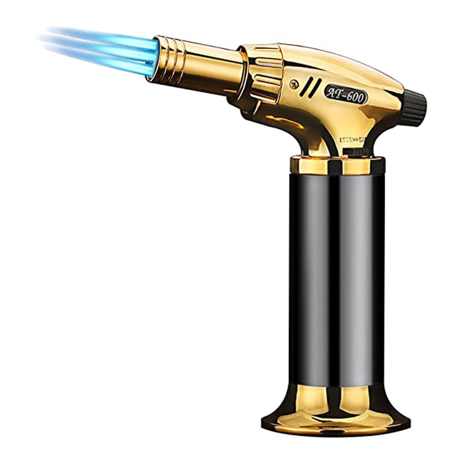 Triple Flame Butane Torch,cigar lighter Kitchen Torch Lighter Culinary Kitchen Torch with Safety Lock and Adjustable Flame for Desserts, Creme Brulee, BBQ and Baking (Butane Gas Not Included)