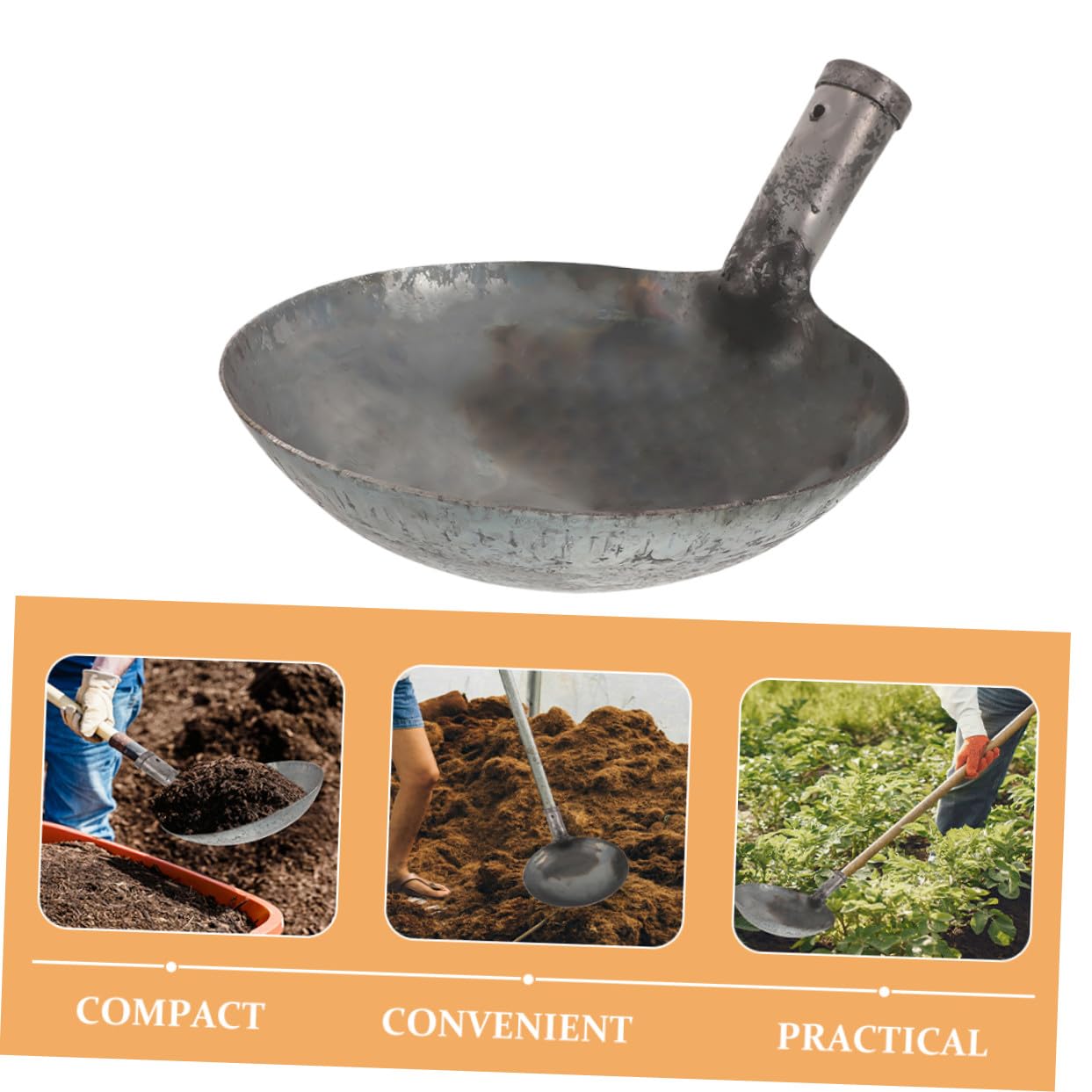 SOIMISS Pala Metálica Grande para Limpieza de y Estiércol Reutilizable con Diseño Tradicional para Obras Drenajes y Tareas de Jardinería y Construcción