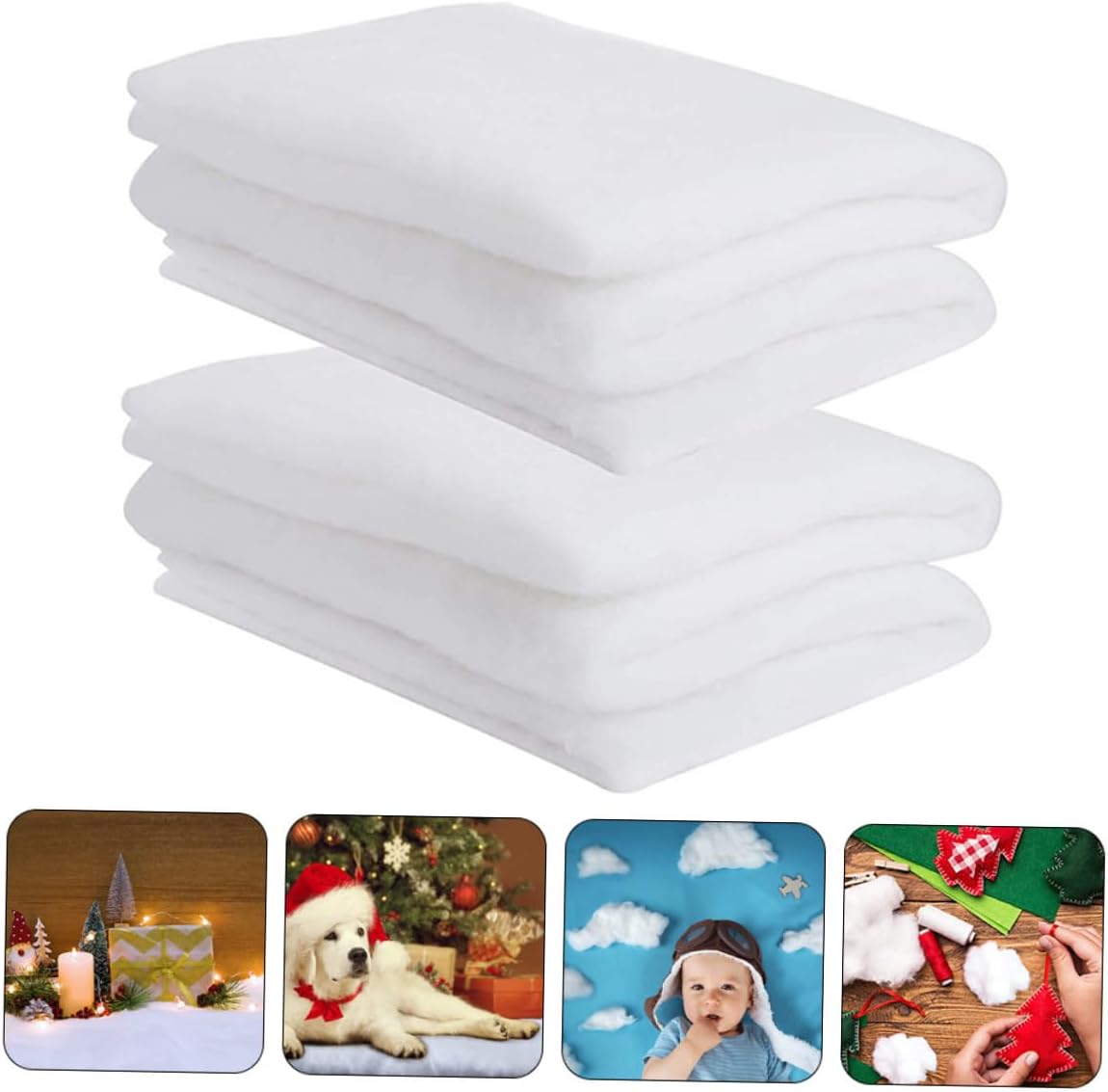 VANZACK Artificial Snow Carpet 2pcs Set Thickened Faux Snow Blanket Christmas Winter Decor Party Scene Prop Indoor Holiday