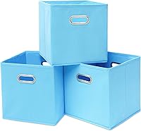 Vista 27 de Contenedores de almacenamiento de tela negra, 13 x 13 x 13 pulgadas, cajas de almacenamiento plegables con doble asa, caja organizadora de tela