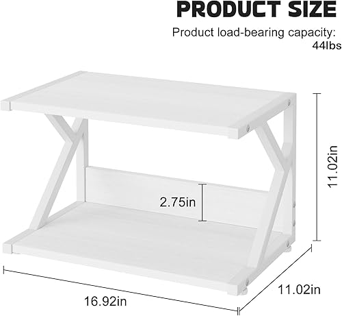 Miniatura 9 de aboxoo Soporte de impresora de escritorio con estantes de almacenamiento de madera de 2 niveles, mesa de impresora debajo del escritorio,