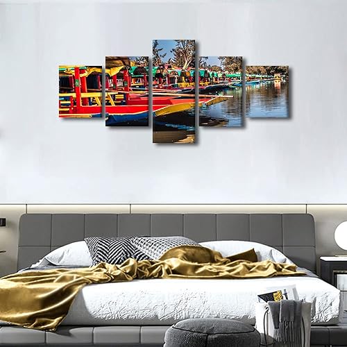 Vista 29 de TUMOVO 5 paneles de arte de pared de volcán en México, impresión sobre lienzo, paisajes naturales, cuadros para dormitorio, decoración del hogar