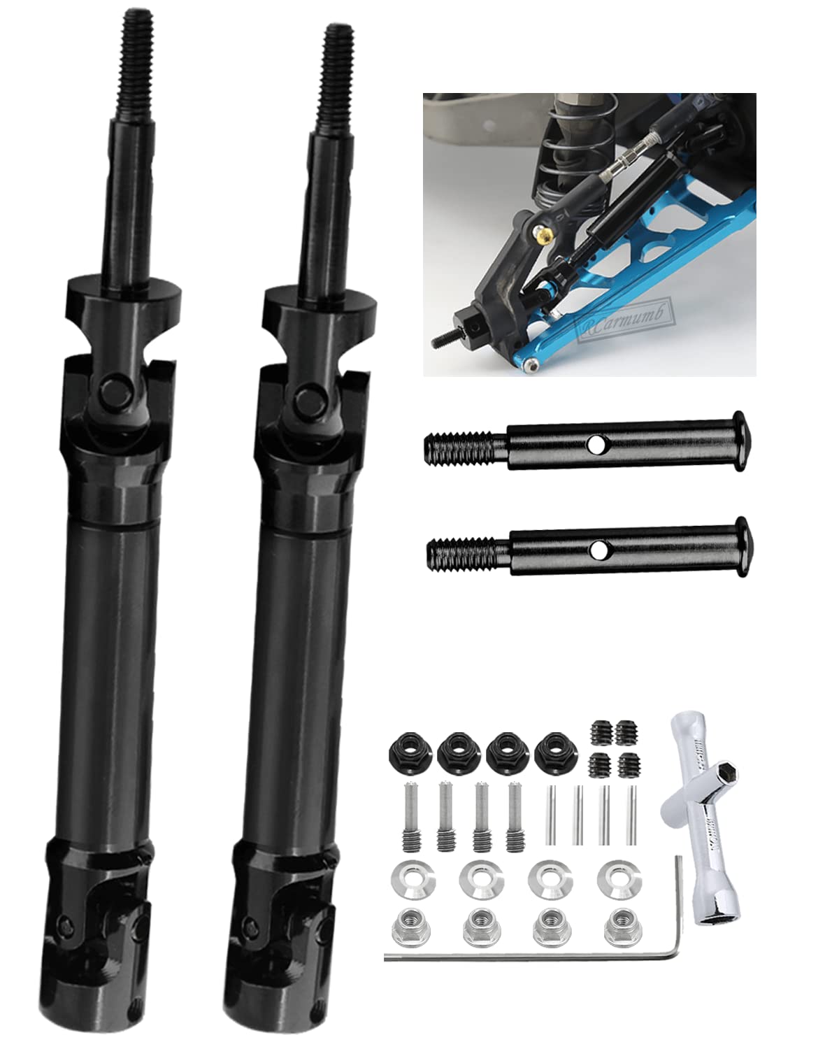 Rcarmumb Upgrades Part for 1/10 Stampede VXL 2WD,Rustler VXL 2WD,Slash VXL 2WD,Hoss VXL 2WD,Rear Stainless Steel Drive Shaft CVD Front Axles #45