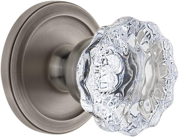 Grandeur 820275 Circulaire Rosette Privacy with Fontainebleau Crystal Knob in Antique Pewter, 2.75
