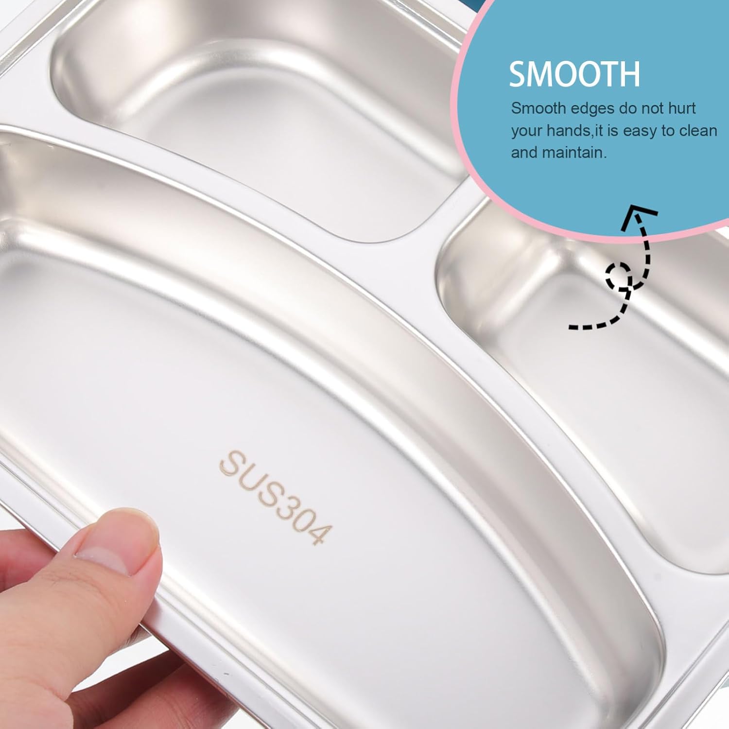 ABOOFAN Stainless Steel Lunch Box Bento Box with 3 Compartments Leakproof Insulated Portable Food Container for Work School Travel 9.05X6.29X2.75In