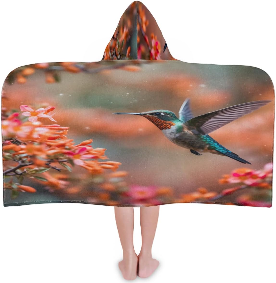 Pardick Kids Bath Towel for Girls Boys Hummingbird Beach Towel with Hood Pool Cover Up Soft Absorbent Hooded Bath Towel Toddler Towels for Beach, Pool