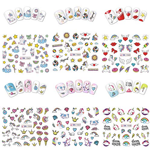 Ny, Unicorn Nail Art Stickers Decal 12 Sheets Nail Supplies Cute Unicorns Rainbows Stars Moons Cherries Flamingos Ice Cream Nail Design Acrylic For Women Grils Diy Decorations Manicure Tips Kids Birthday Gifts, 7425691337076 #TOP4