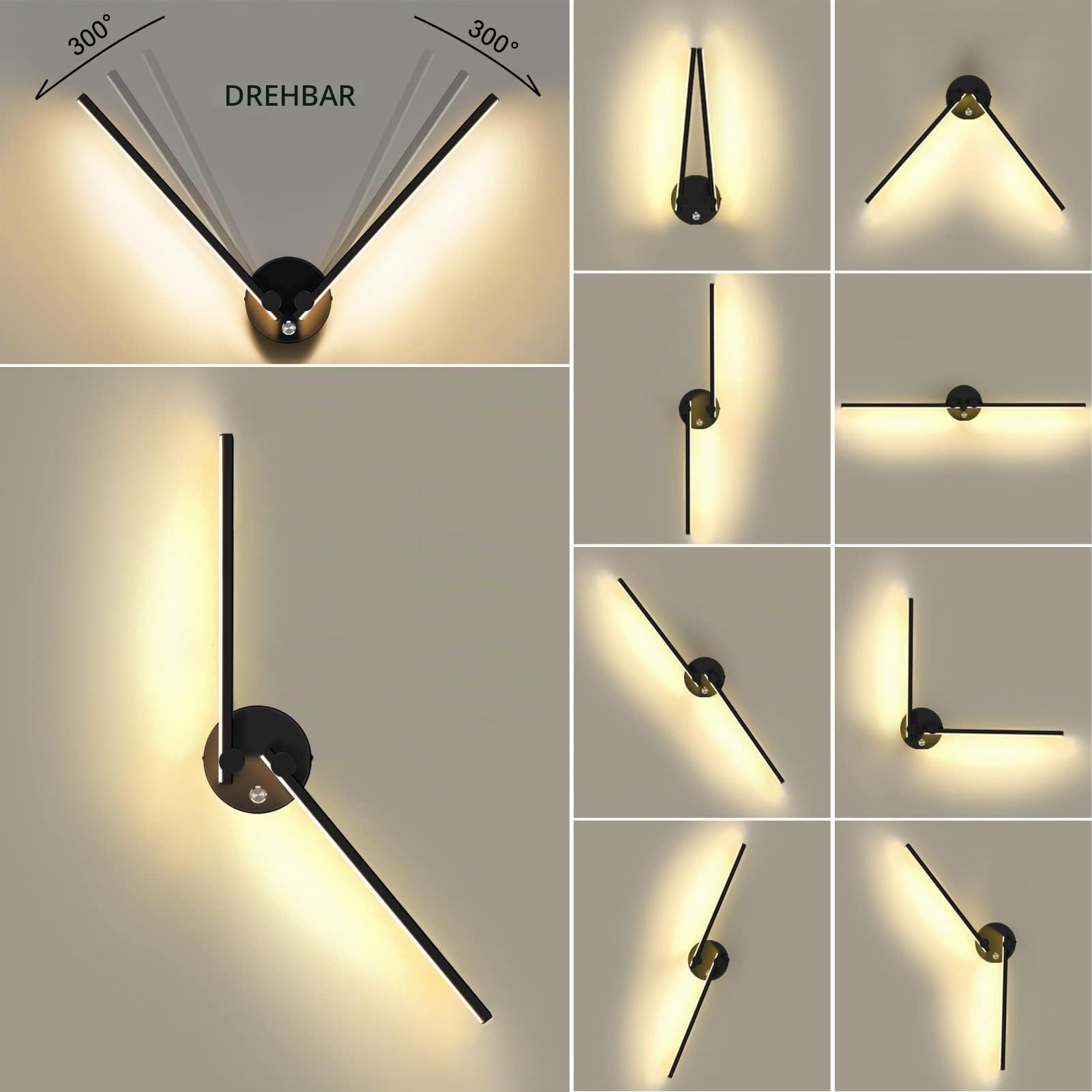 KAWELL 12W Moderne LED Wandleuchte mit Schalter Innen LED Wandlampe