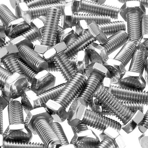 XxinXrong 100 Stück Sechskantschrauben M6x20mm, 6 Kant Schrauben Maschinenschrauben, Sechskantkopf Gewindeschrauben Set, Vollgewindebolzen für Metallbauarbeiten Automobilmaschinen DIY