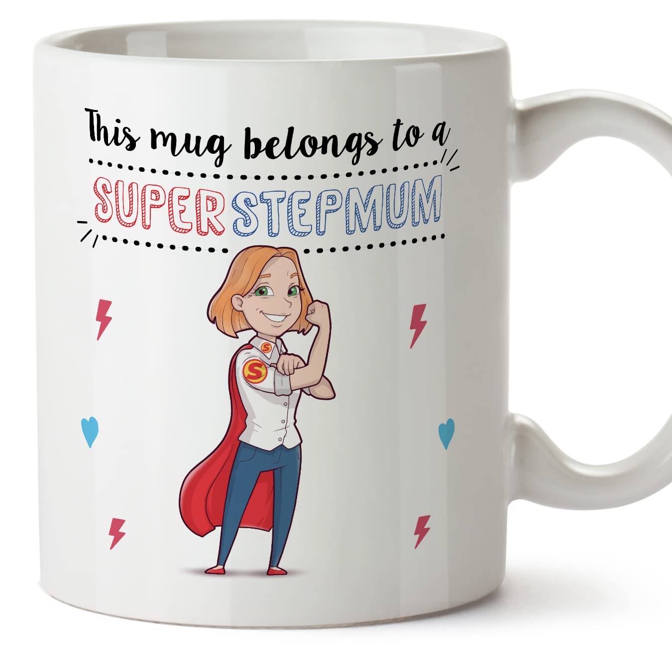 MUGFFINS Stepmum Mug - in English - Super Family - Funny Gift - Ceramic 11oz Mug