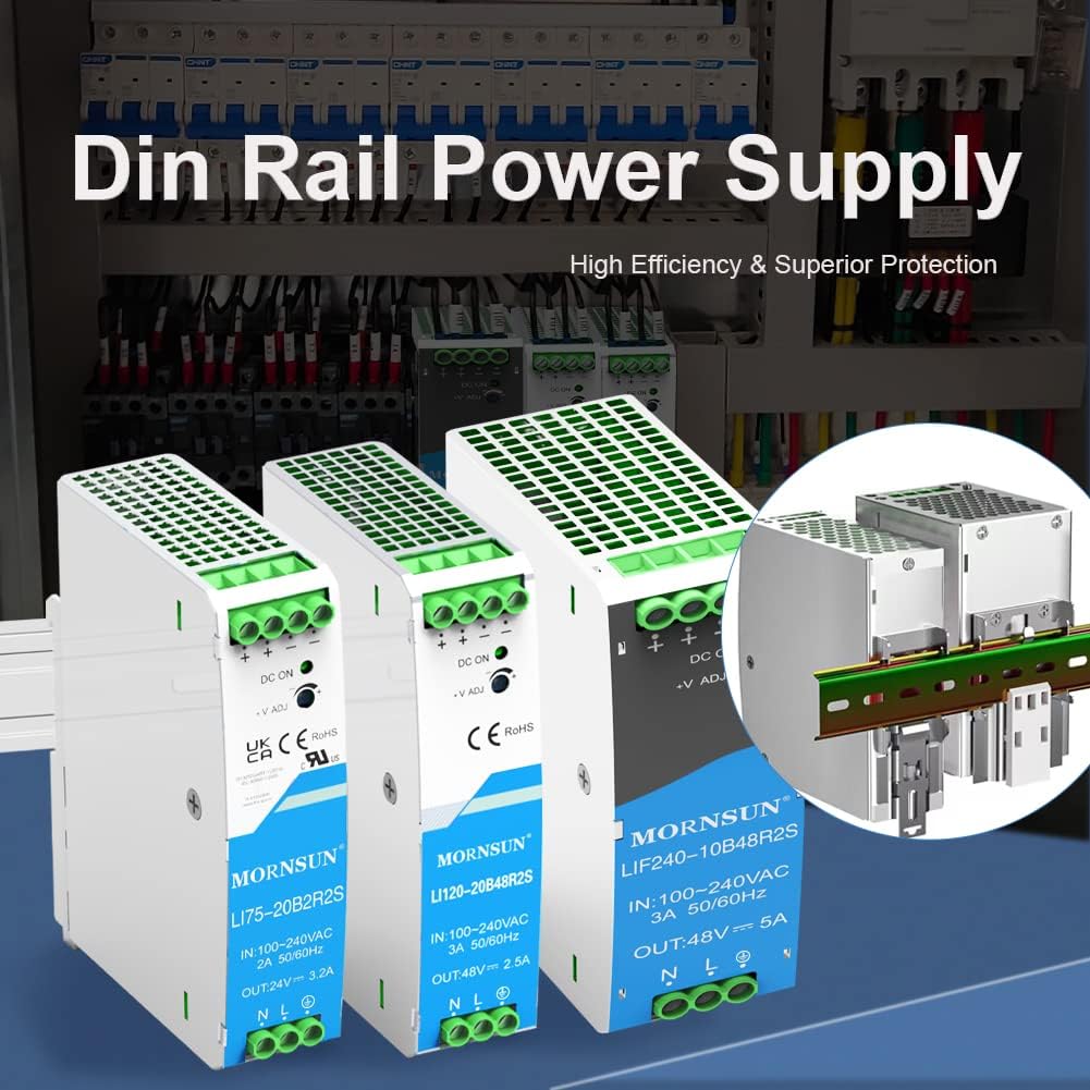 48V Din Rail AC/DC Power Supply - 120W 48V 2.5A Output, Reliable&Cost Effective for Industrial Applications - High Efficiency & Superior Protection