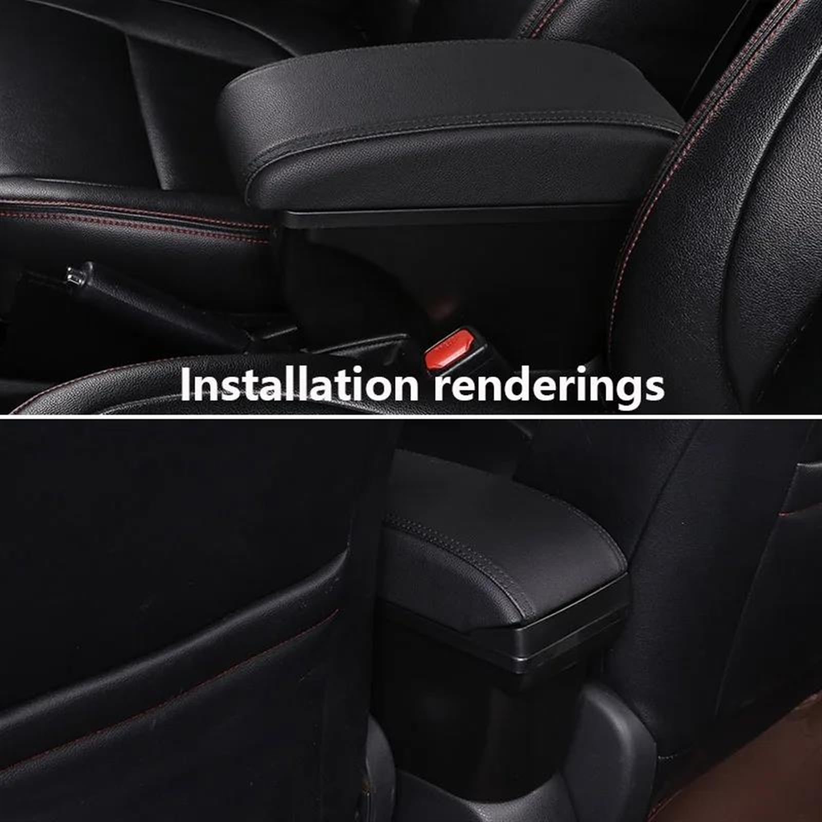 Box Bracciolo Con Supporto Multifunzionale Accessori Per La Modifica Degli Interni Dell'auto Imbottiti In PU Per Rio III 2011-2016 Consolle centrale(A1 Black red leather)
