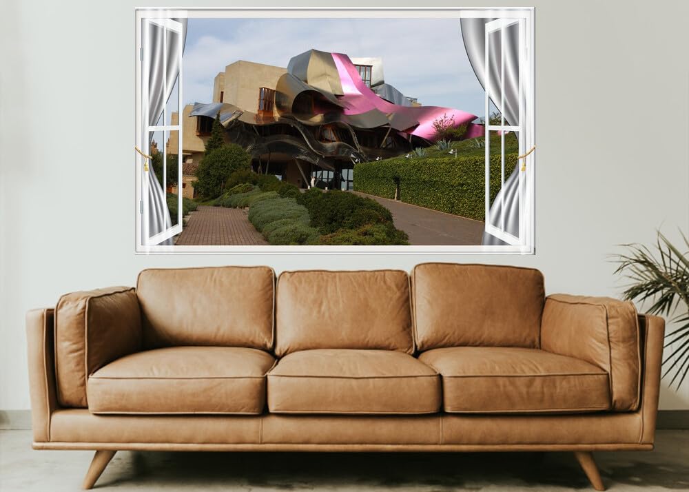 JVERF - JZZE10085 Spain Hotel Marques De Riscal Elciego Hotel Design| Self-Adhesive Open Window Wall Sticker