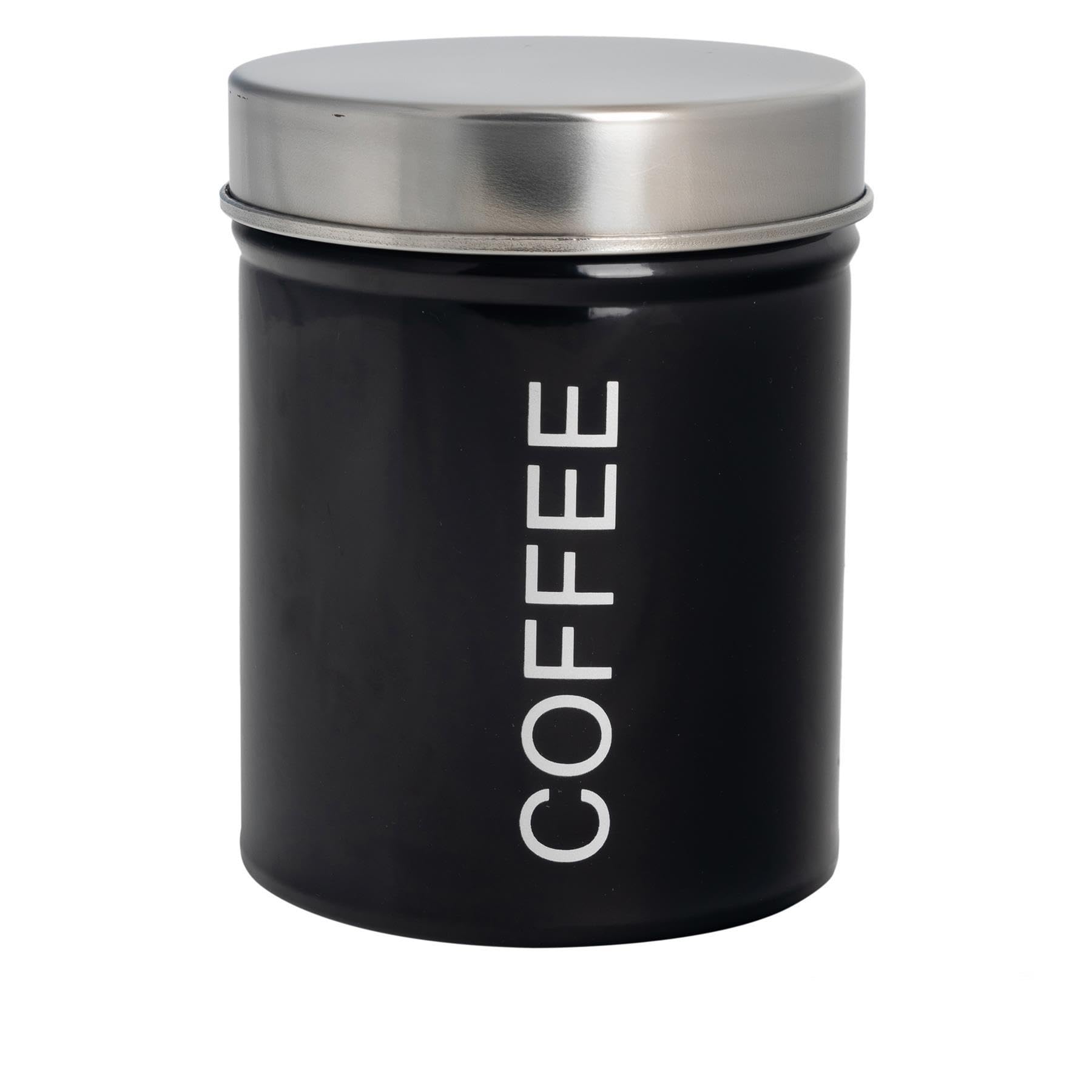 Harbour Housewares Black Metal Coffee Storage Canister - 1X Round Retro Food Storage Canister Coffee Caddy Food Preservation Container Tin With Airtight Fit Lid For Kitchen Organisation & Home Décor