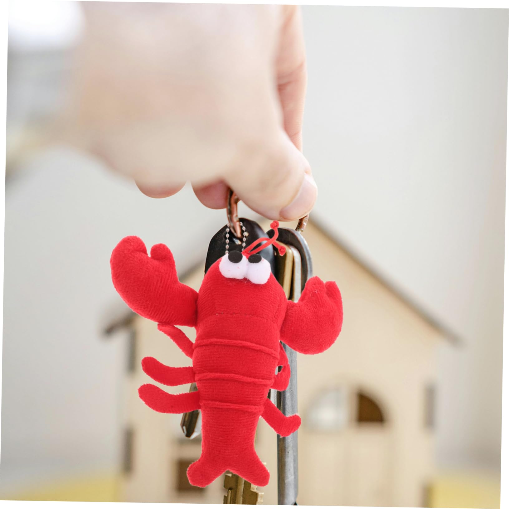 2pcs Cute Lobster & Crab Plush Keychains - Fuzzy Ball Charm For Backpacks, Purses, Keys & Car Decor