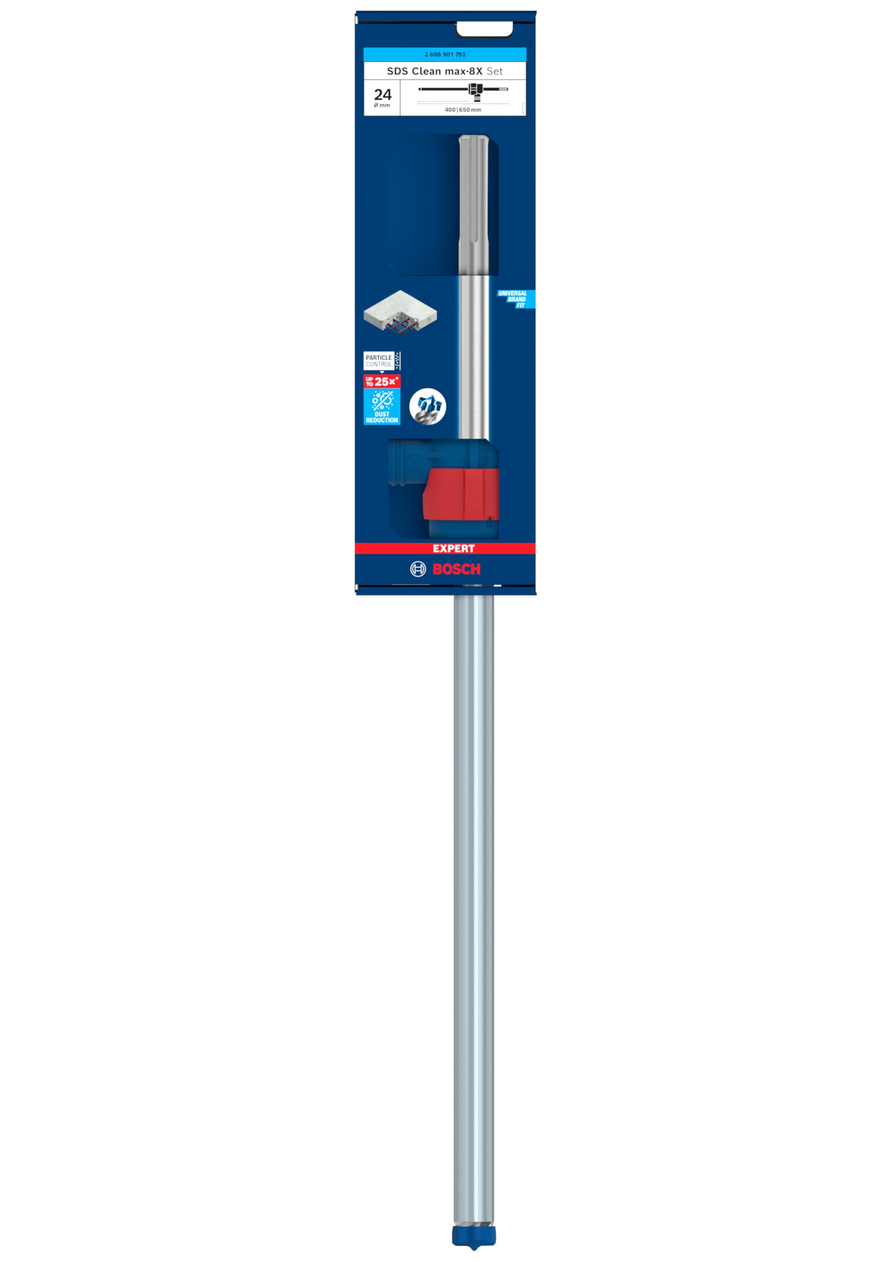 Bosch 1 juego de brocas para martillo perforador Expert SDS Clean Max 8X para anclajes químicos (24,0 mm de diámetro, accesorio profesional)