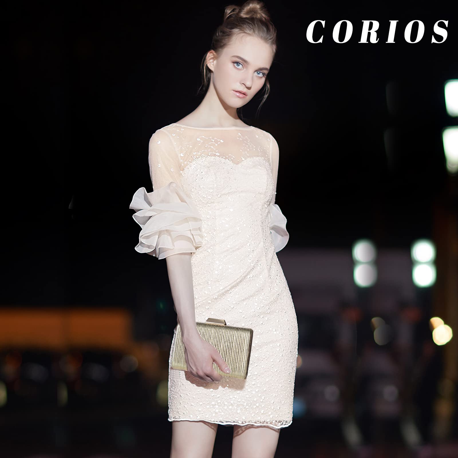 CORIOS Bolso de Fiesta para Mujer Clutch de Cuero PU Elegante Bolsos Bandolera Brillante Bolsa de Noche Bolso de Boda Bolso de Hombro para Fiesta de Graduación Boda Banquete Dorado