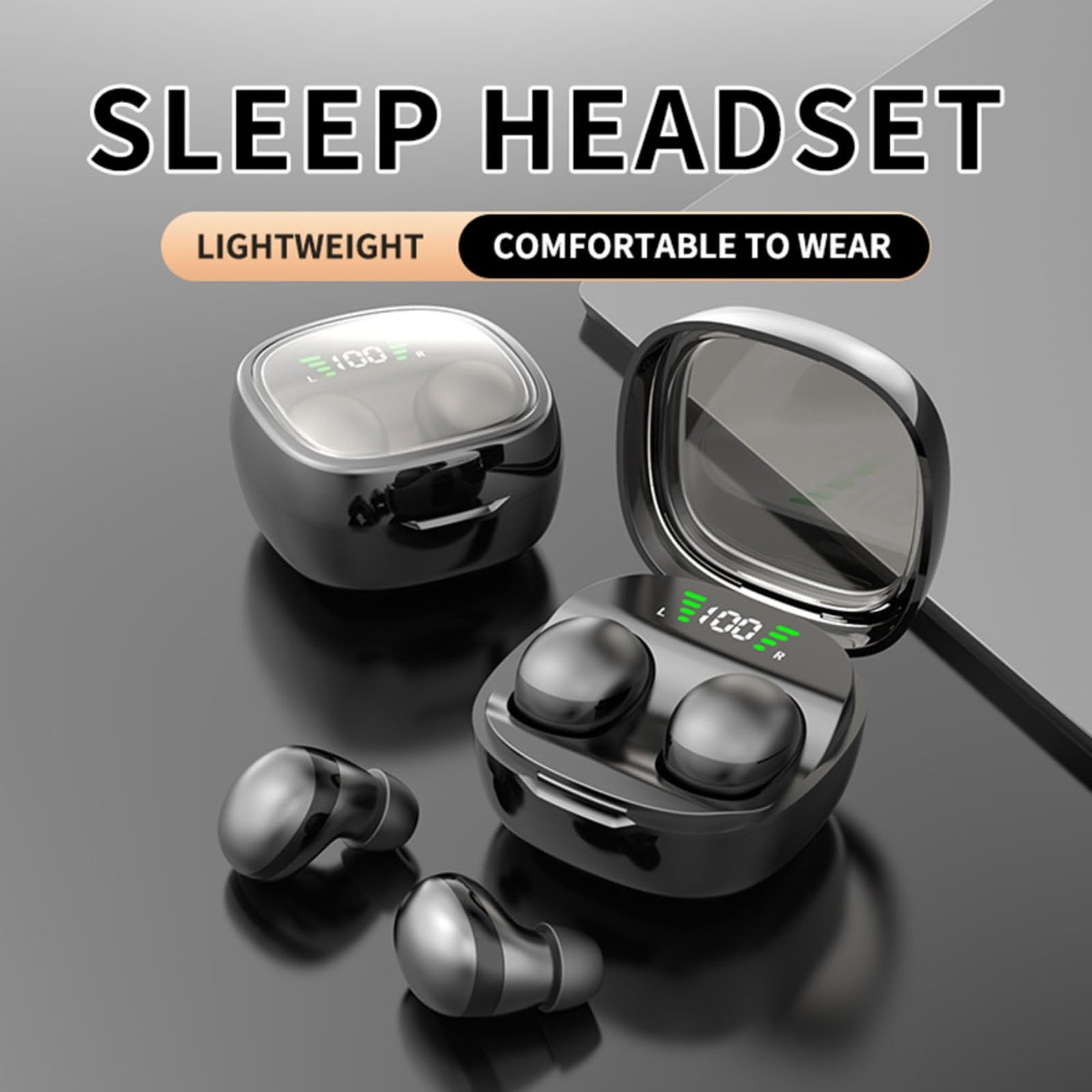 Auriculares invisibles para dormir de lado, inalámbricos, mini auriculares cómodos con bloqueo de ruido con batería BT5.4 de larga duración para orejas pequeñas (color negro)